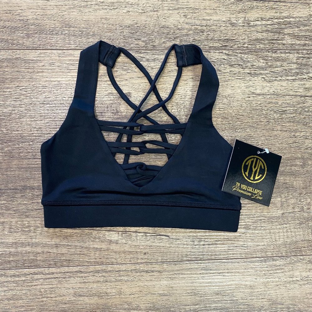 Premium String Sports Bra- Black